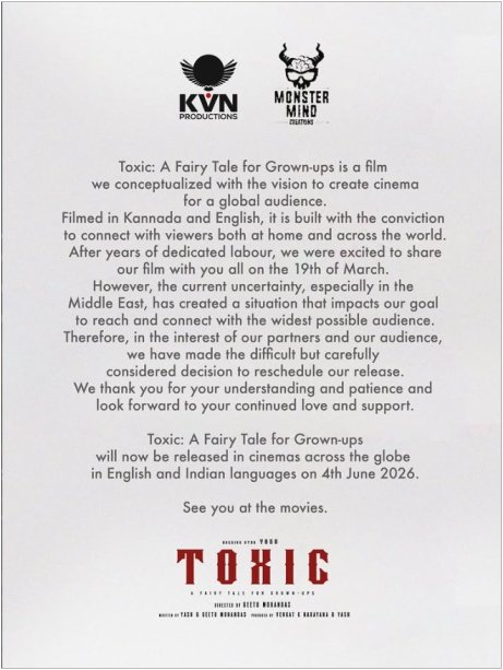 Toxic Release Date Postponed